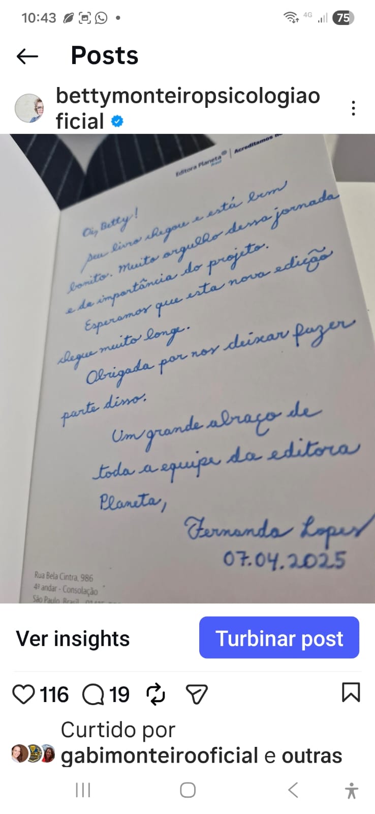 Depoimento de leitora sobre o livro.